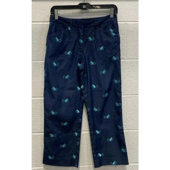 Lilly‎ Pulitzer Women's Navy Monkey Embroidered Capri Jeans - 2 - Picture 1 of 4